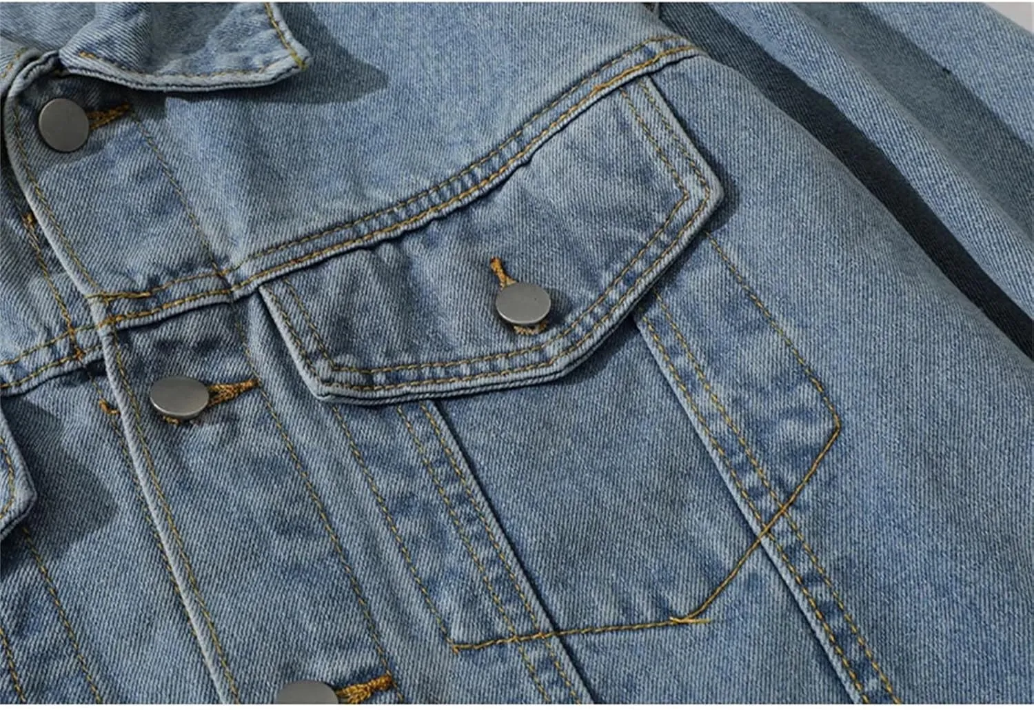 Men's Denim Jacket Vintage Loose Lapel Work Jean Jacket Casual Button Down Trucker Cowboy Coats