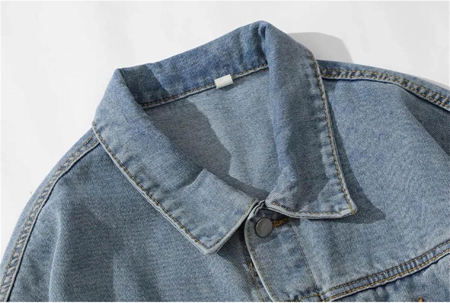 Men's Denim Jacket Vintage Loose Lapel Work Jean Jacket Casual Button Down Trucker Cowboy Coats