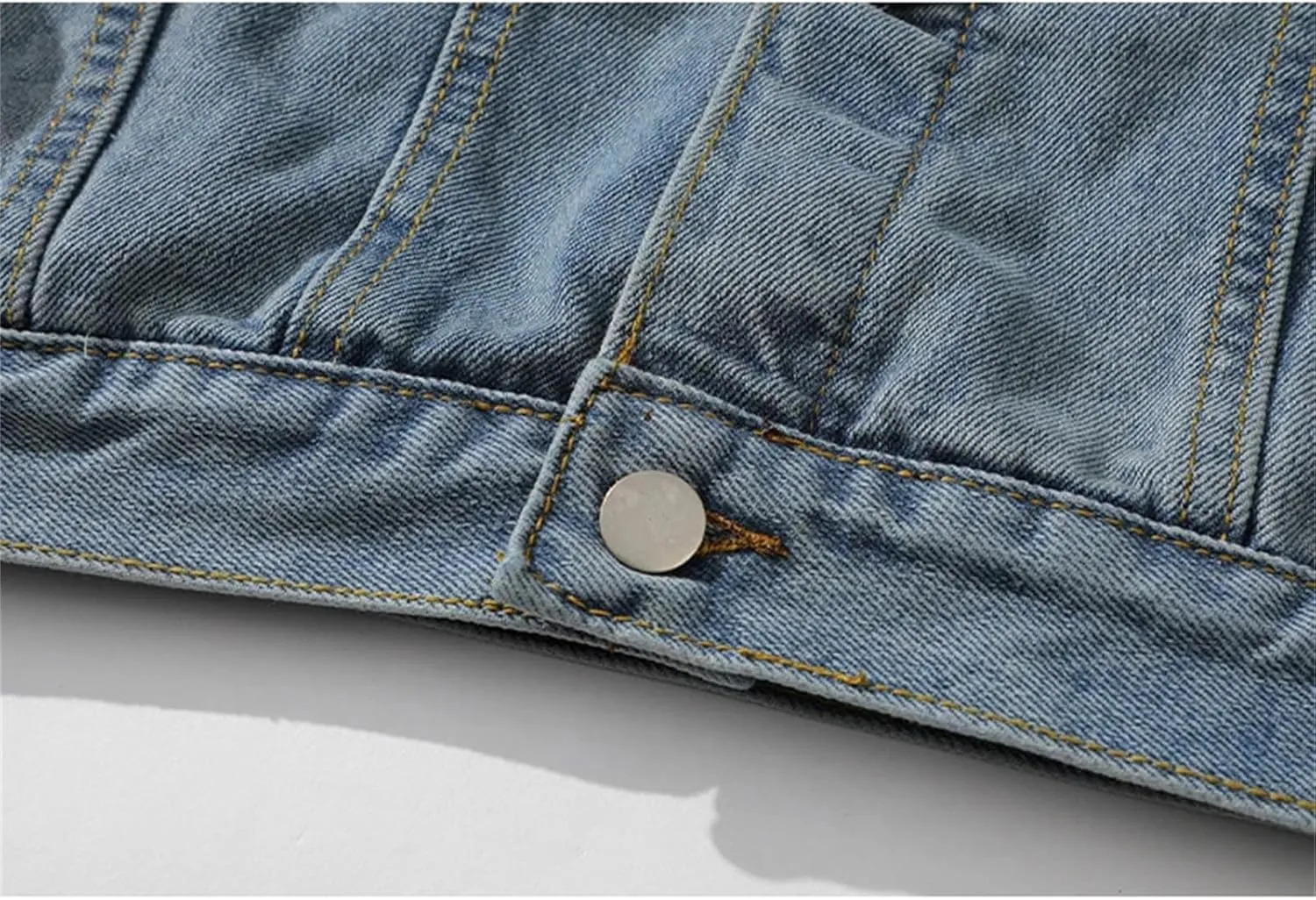 Men's Denim Jacket Vintage Loose Lapel Work Jean Jacket Casual Button Down Trucker Cowboy Coats