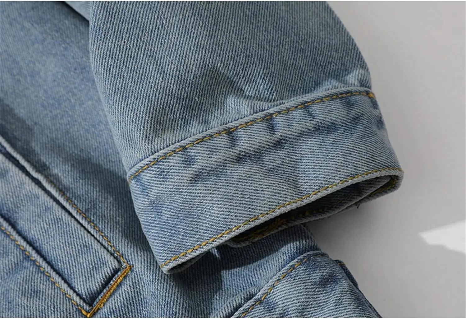 Men's Denim Jacket Vintage Loose Lapel Work Jean Jacket Casual Button Down Trucker Cowboy Coats