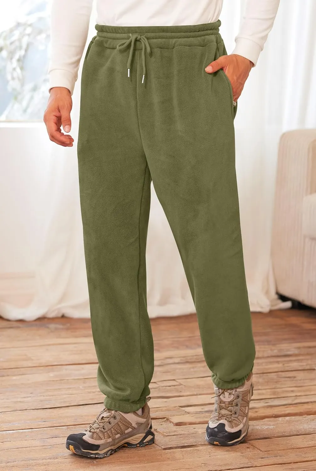 Men's Fleece Lined Sherpa Sweatpants Active Running Joggers with Pockets (S-2XL)