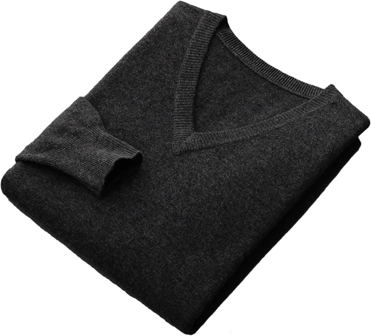 Men's Merino Wool Sweater V-Neck Pullover Top Autumn Winter Knitted Sweaters Casual Loose Jumper