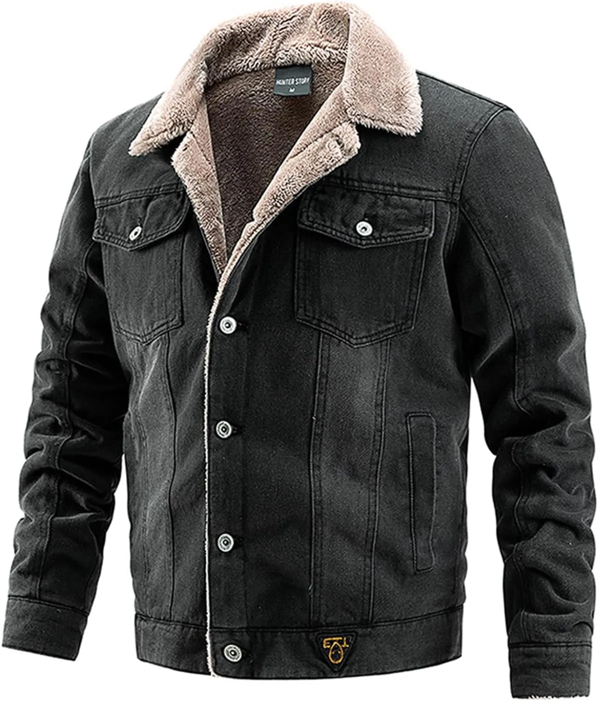 Men's Sherpa Fleece Lined Thicken Denim Jean Trucker Jacket Coats Windbreaker Vintage Western Outfits