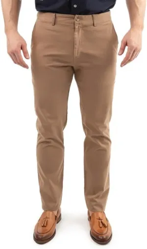 Men's Slim-Fit Stretch Chinos, 97% Cotton/3% Elastane, Flat Front, Breathable, Machine Washable; Gray, Blue, Beige.