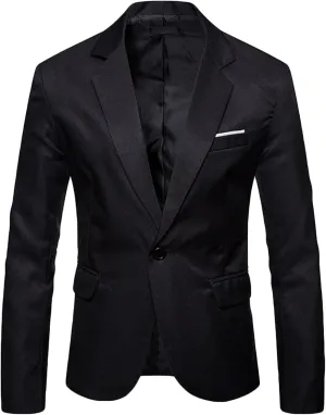 Men's Sport Coat Casual Notched Lapel Blazer Slim Fit Solid One Button Blazers Lightweight Daily Business Suit Jacket