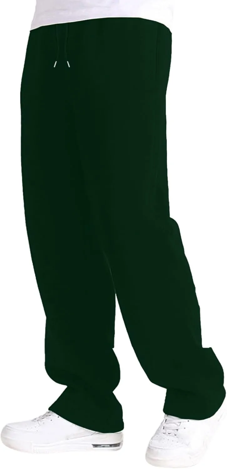 Mens Straight Leg Sweatpants Baggy Elastic Waist Athletic Pants Cozy Casual Fleece Pants Open Bottom Sweat Pants 2025