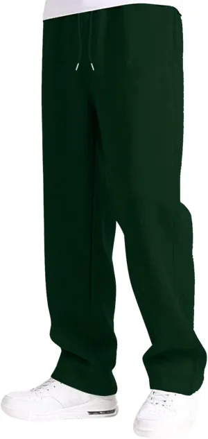 Mens Straight Leg Sweatpants Baggy Elastic Waist Athletic Pants Cozy Casual Fleece Pants Open Bottom Sweat Pants 2025