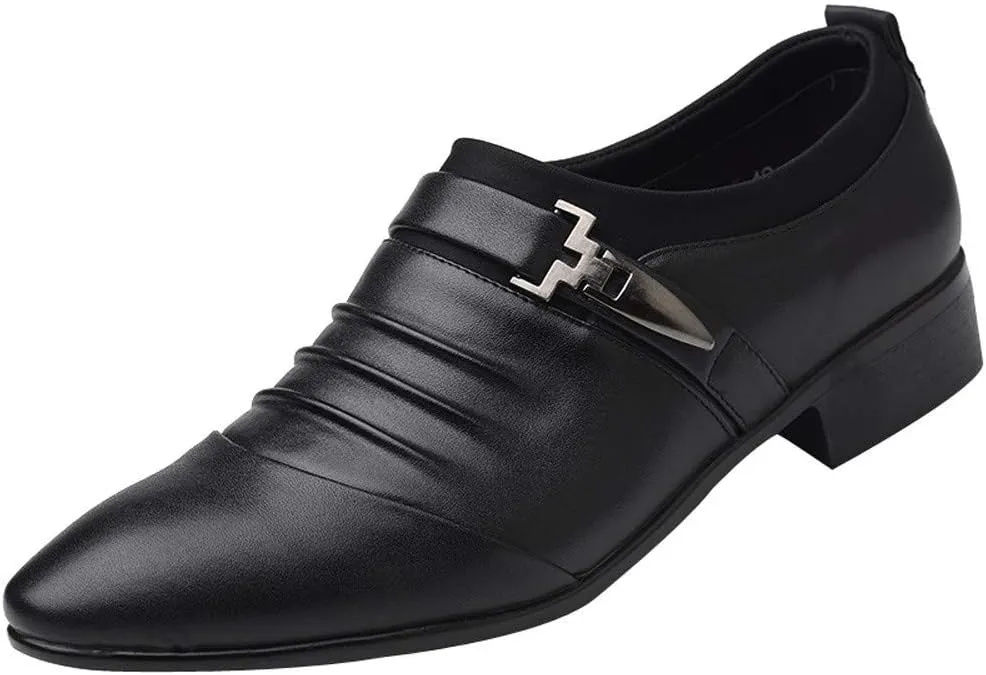 Men's Strap Buckle Slip-on Dress Loafers Business Work Women Walking Shoes Formal Tuxedo Leather Shoes for Male
