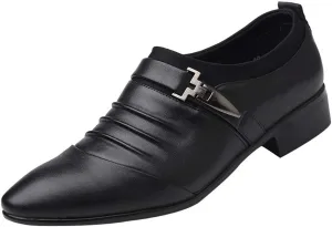 Men's Strap Buckle Slip-on Dress Loafers Business Work Women Walking Shoes Formal Tuxedo Leather Shoes for Male