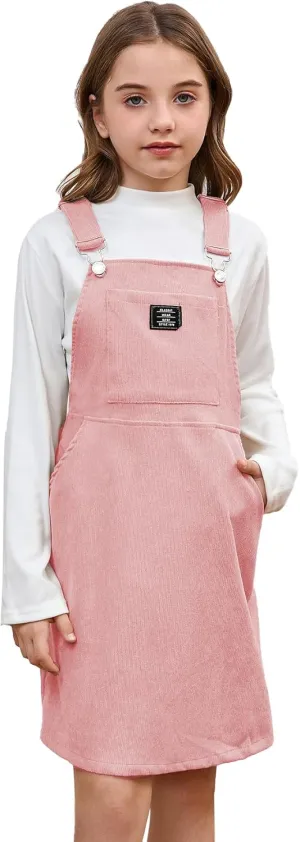 Milumia Girl Corduroy Crisscross Overall Dress with Pocket
