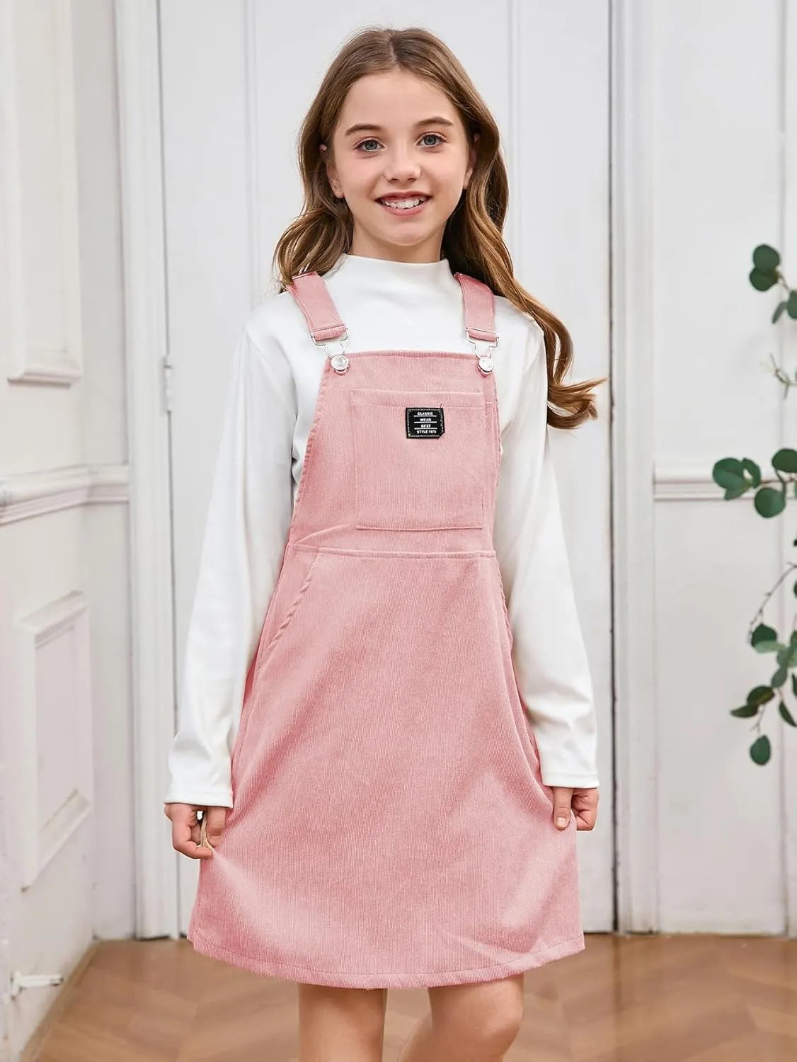 Milumia Girl Corduroy Crisscross Overall Dress with Pocket