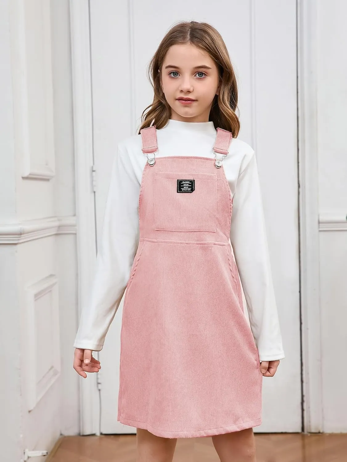 Milumia Girl Corduroy Crisscross Overall Dress with Pocket