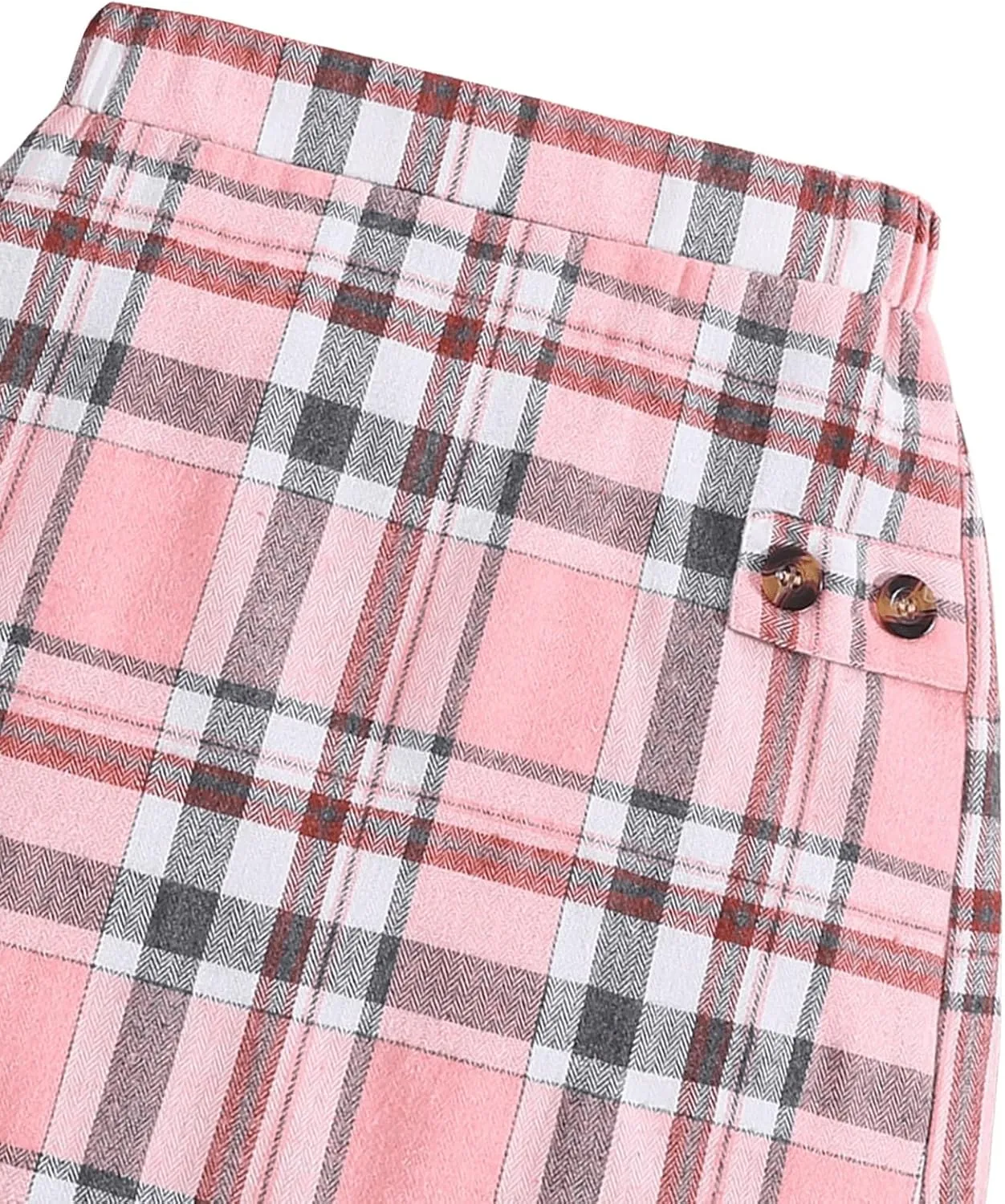 Milumia Girl's Tartan Plaid Short Skirt High Waisted Button A Line Mini Skirts