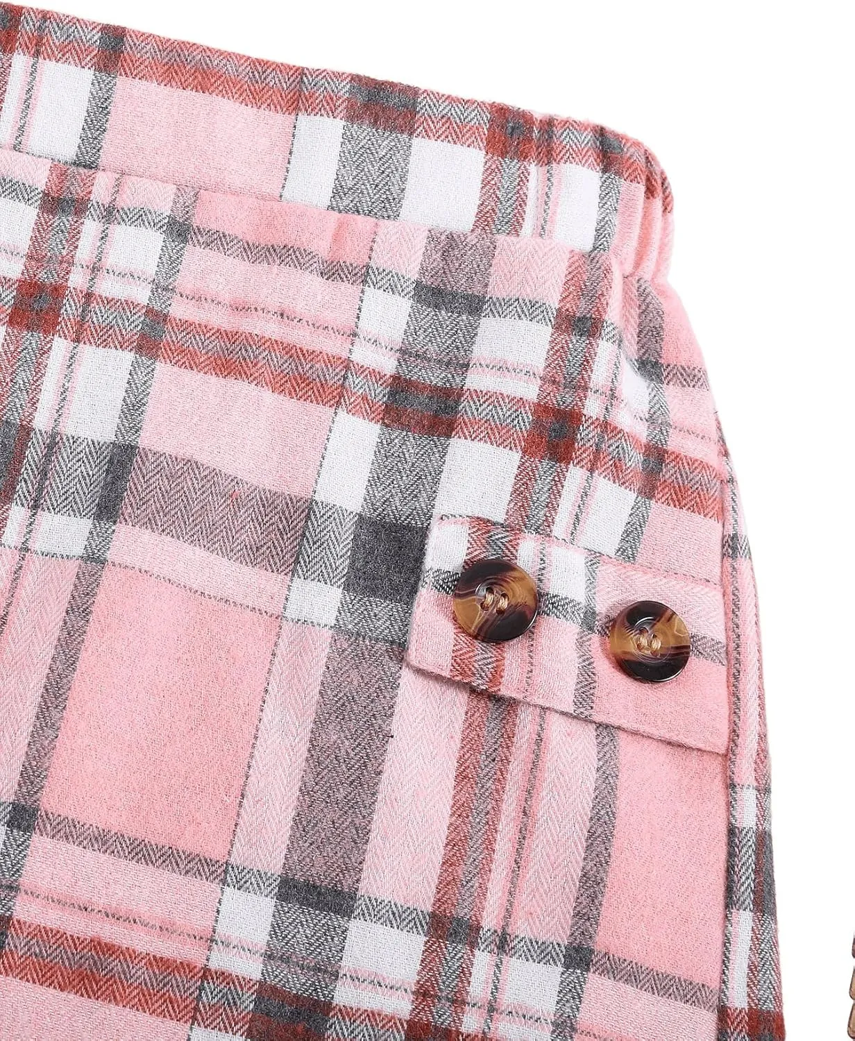 Milumia Girl's Tartan Plaid Short Skirt High Waisted Button A Line Mini Skirts