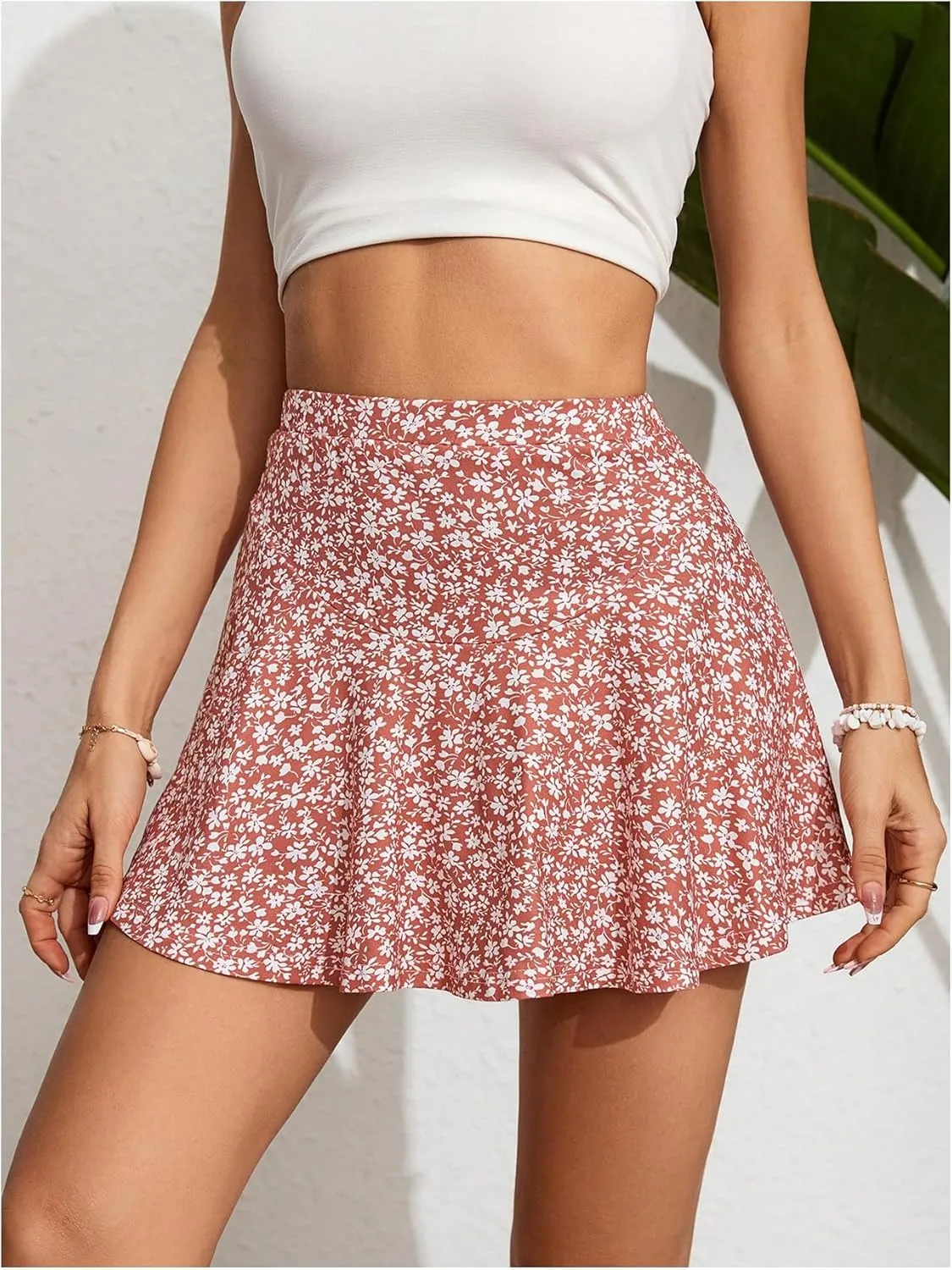 Milumia Women's Boho Ditsy Floral Skirt High Waisted Flared Vacation Short Skirts