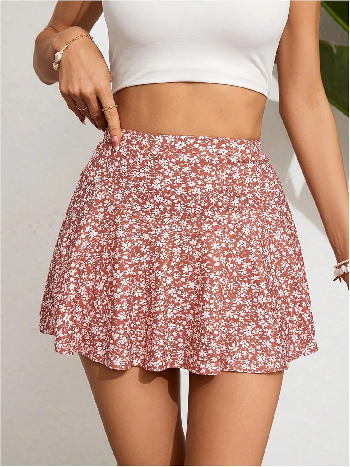 Milumia Women's Boho Ditsy Floral Skirt High Waisted Flared Vacation Short Skirts