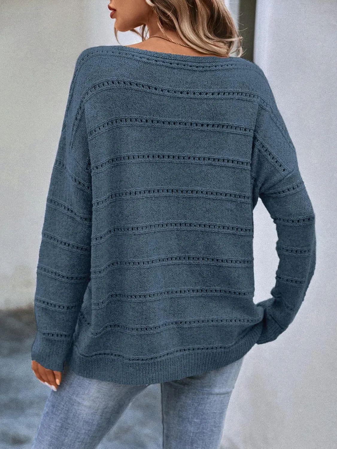 Milumia Women's Off The Shoulder Sweater Long Sleeve Oversized Knit Boat Neck Jumper Tops