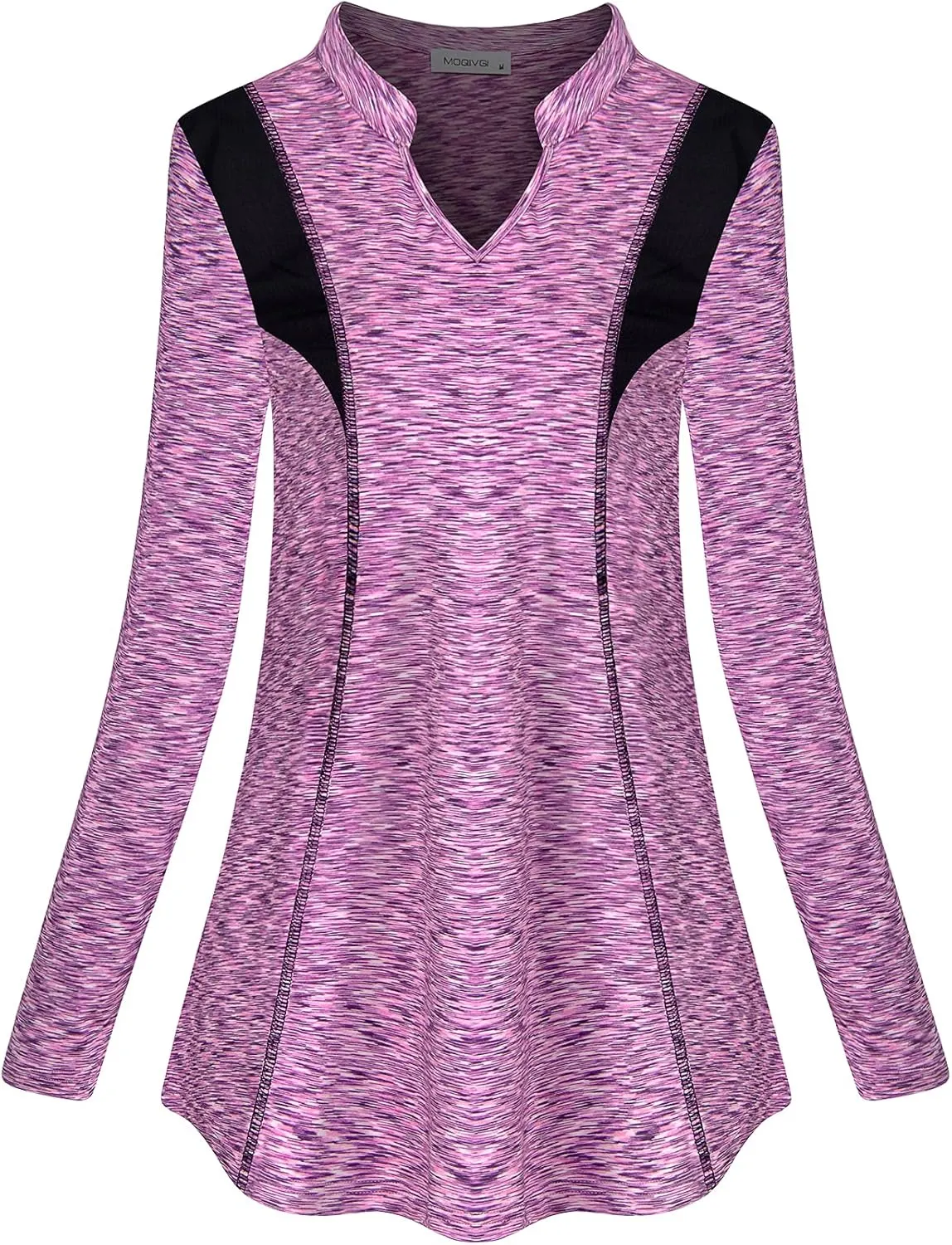 MOQIVGI Womens Long Sleeve Workout Polo Shirts Casual Sports Gym Yoga Running Athletic Tops
