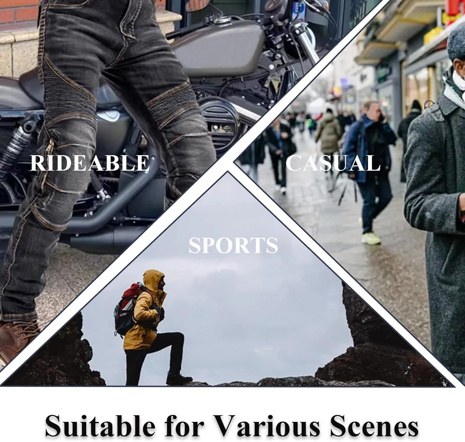 Motorcycle Pants Motorcycle & Casual Jeans Comfy Regular Jeans Relaxed Fit Pants All Seasons for Men