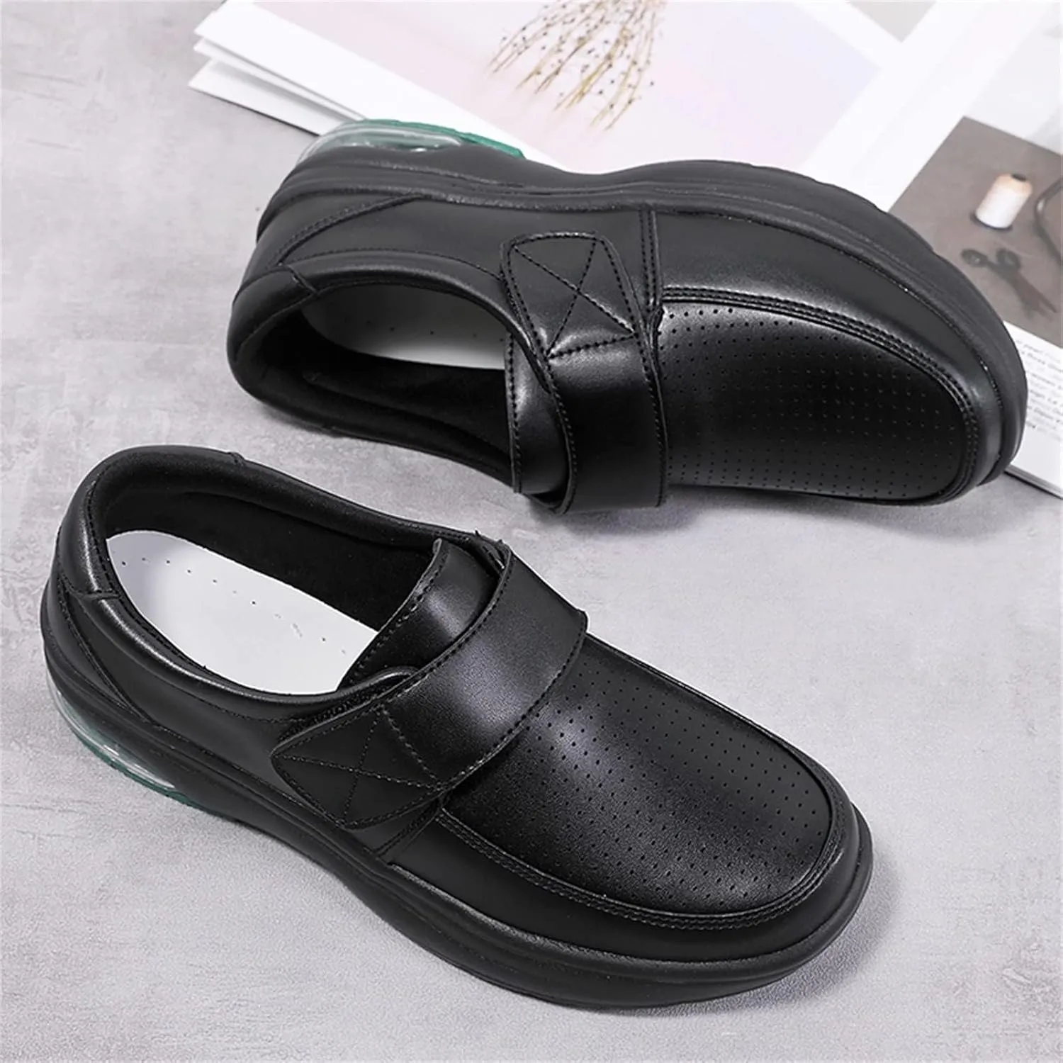 Nursing Shoes Women Comfortable Non Slip Work Shoes Women Food Service Nurse Shoe for Plantar Fasciitis Footwear Slip Resistant Loafer Waterproof Slip On Walking Sneakers Casual Running Lightweight