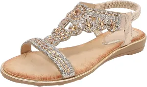 Orthopedic Sandals for Women Dressy Metallic Finish Orthotic Sandals Adjustable Ankle Straps Arch Support Cushion Barefoot Lightweight Walking Summer Flip Flops for Women