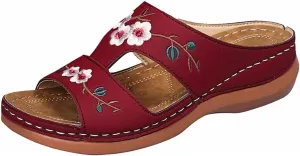 Orthopedic Sandals for Women with Arch Support Walking Slippers Slip On Wide Width Slides for Summer Beach Non Slip Breathable Sandal Vintage Flip Flops Dressy Spring Flat