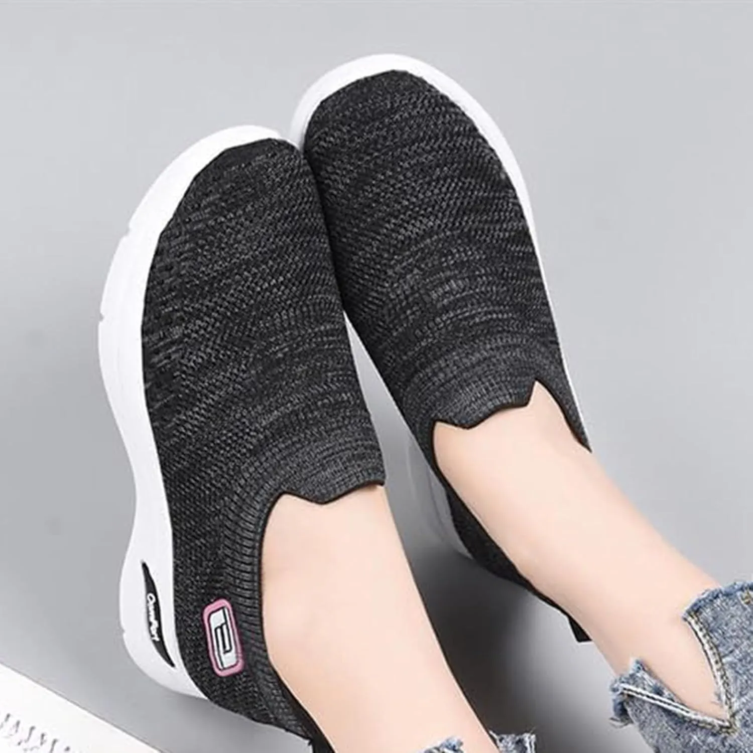 Orthopedic Shoes for Women Breathable Slip on Diabetic Shoes Comfort Wear Plantar Fasciitis Shoe, Wide Width Soft Sole Arch Support Walking Sneakers Casual Mesh Comfortable Tennis Sneakers