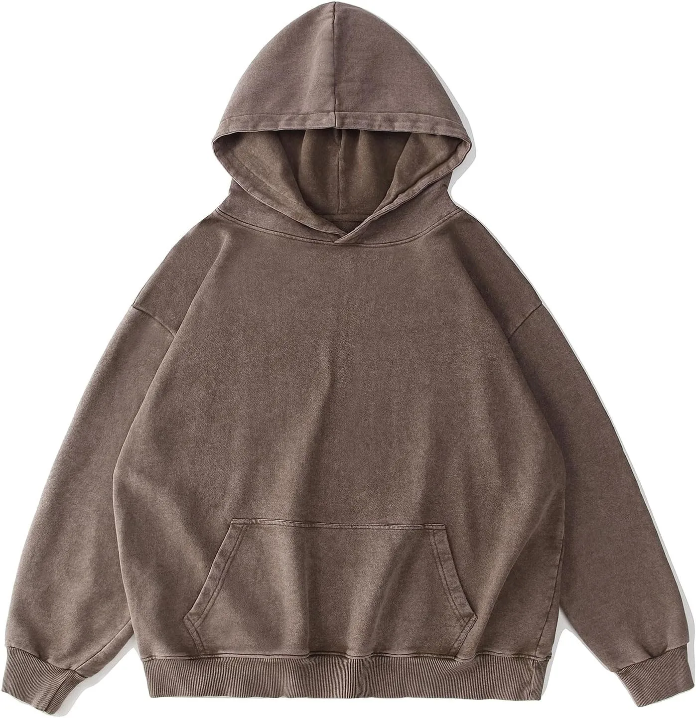 Oversized Acid Wash Vintage Hoodie Men Cotton Heavyweight Baggy Trendy Streetwear Hooded Sweatshirt Basic Pullover