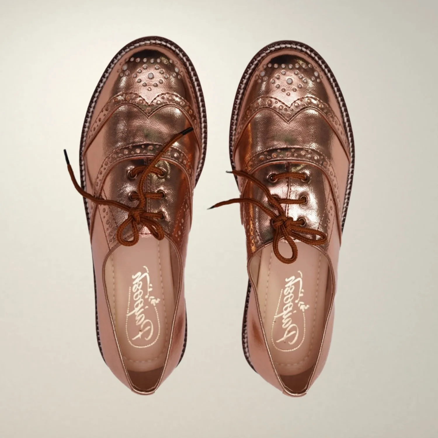 Oxford Brogues For Women | Hand-Crafted | Party Wear | Rose Gold