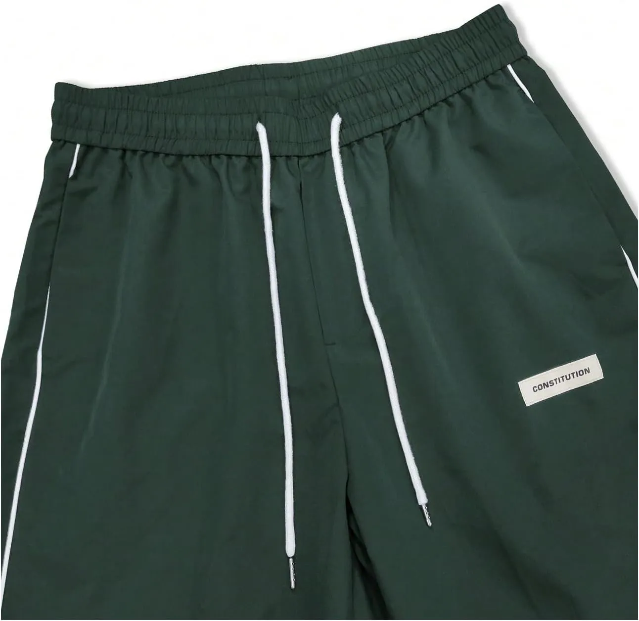 OYOANGLE Men's Letter Patched Drawstring Waisted Cargo Pants Seam Side Loose Fit Sports Joggers
