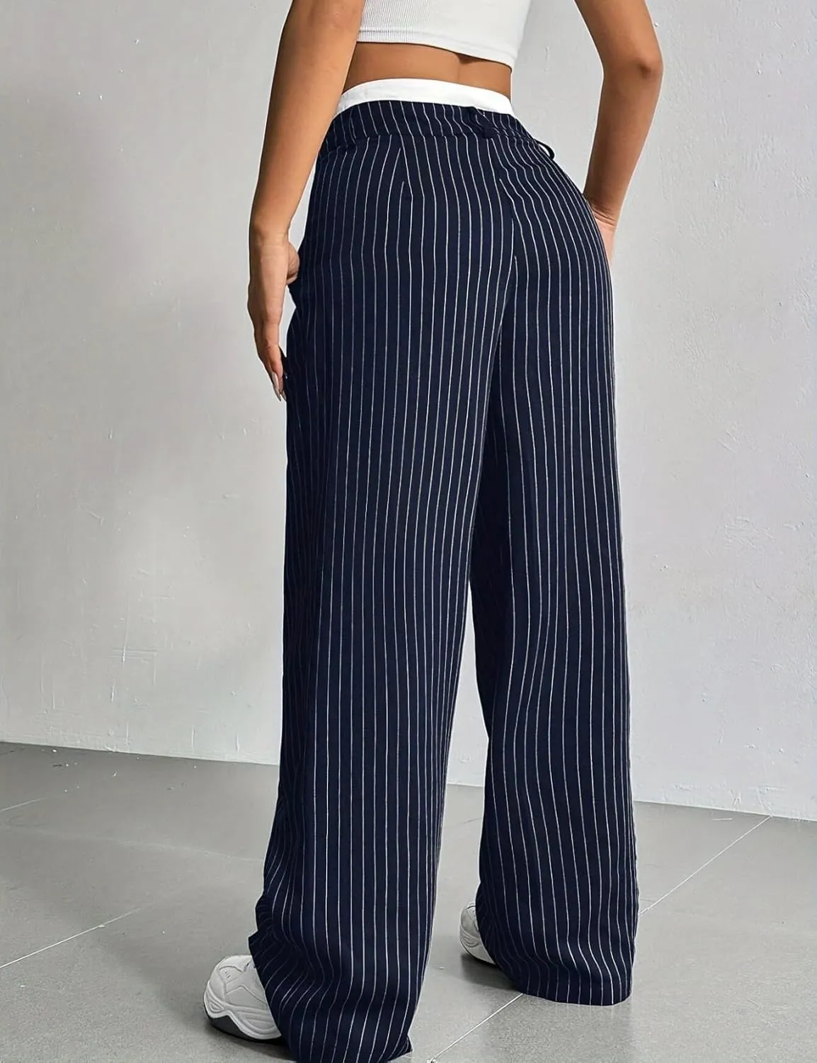 Perbai Women's High Waisted Straight Wide Leg Pants Loose Long Straight Dressy Trousers with Pockets