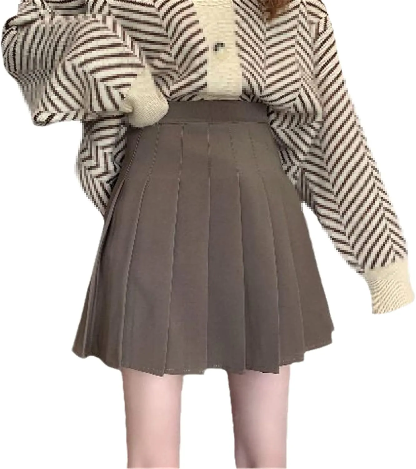 Pleated Skirt Women Autumn Cute High Waisted Mini Skirts Korean Fashion School Uniform Girls Casual Preppy Style Brown