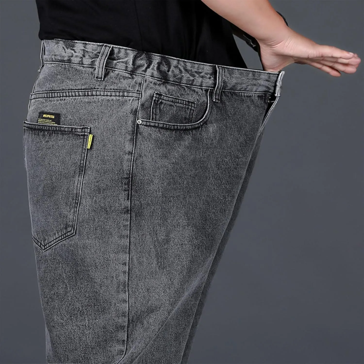 Plus Size Men's Baggy Jeans Relaxed Fit Straight Loose Jean Sweatpants Teen Boys Elastic Waist Pull On Denim Pants