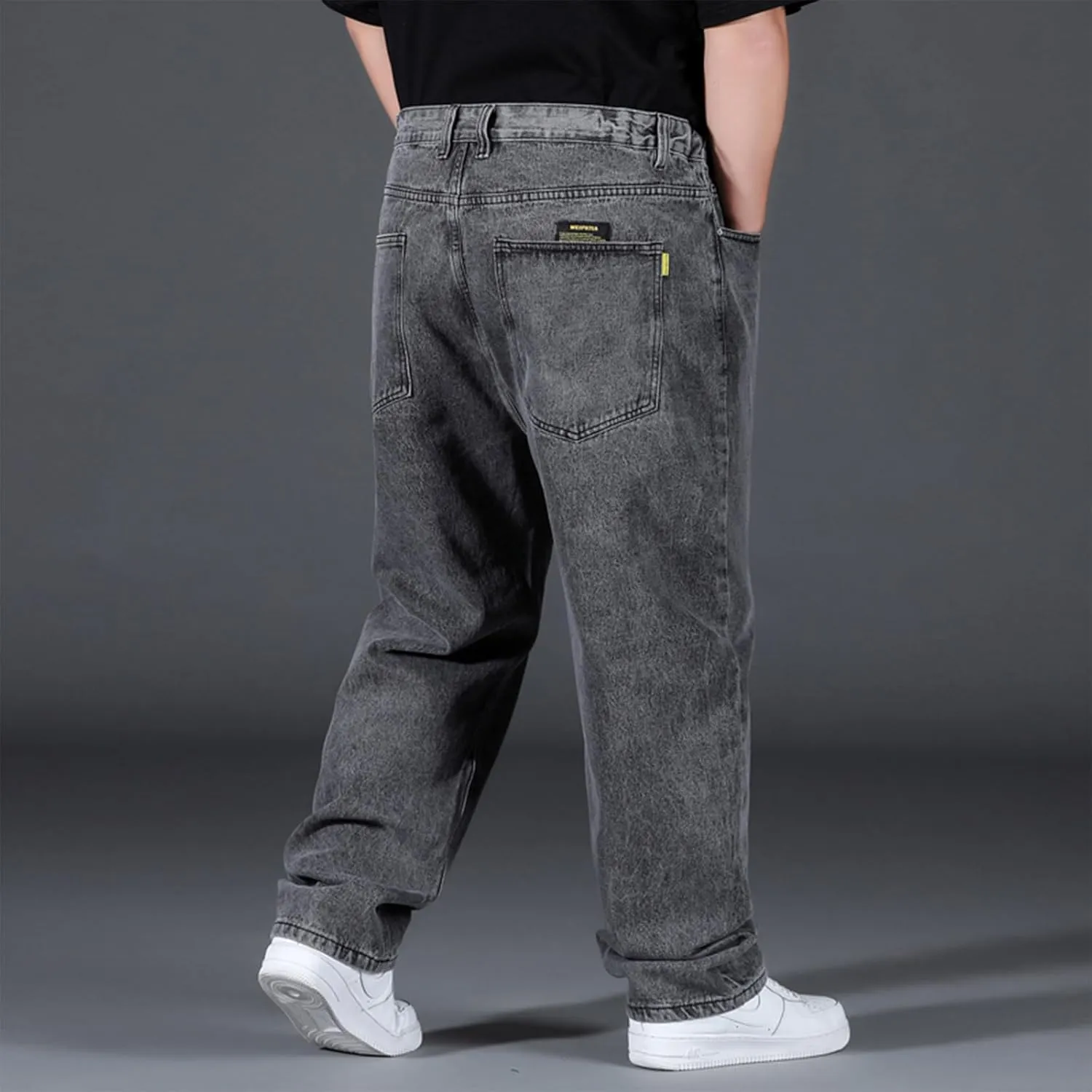 Plus Size Men's Baggy Jeans Relaxed Fit Straight Loose Jean Sweatpants Teen Boys Elastic Waist Pull On Denim Pants