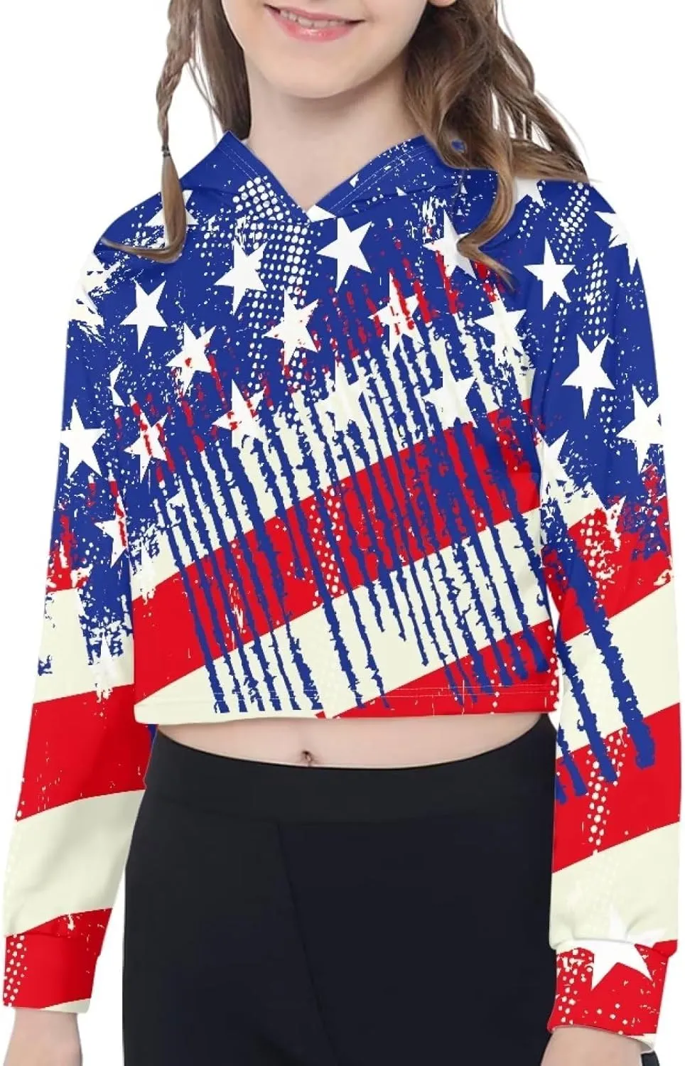 Pullover for Girls Loose Coat Top Warm Long Sleeve Crop Tops Hoodies Warm Short Hooded Sweater 5-14 Years