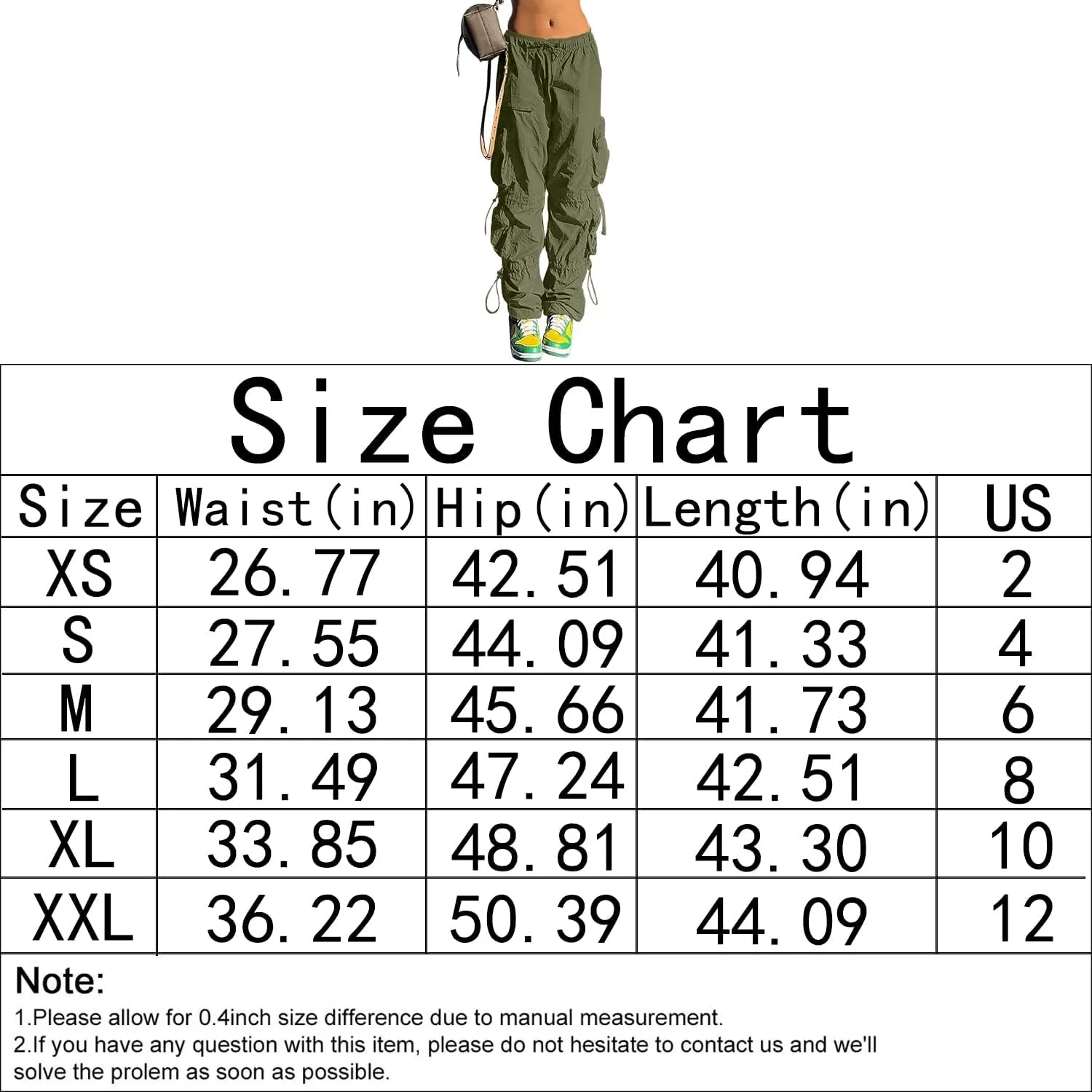 QYANGG Baggy Parachute Pants for Women& Girls Drawstring Elastic Low Waist Ruched Cargo Pants Multiple Pockets Jogger Y2K