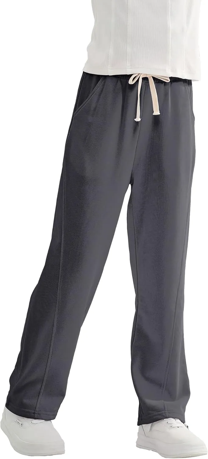 Rolanko Girls Wide Leg Sweatpants Straight Pants for Kids Girls Trousers with Pockets Sweats