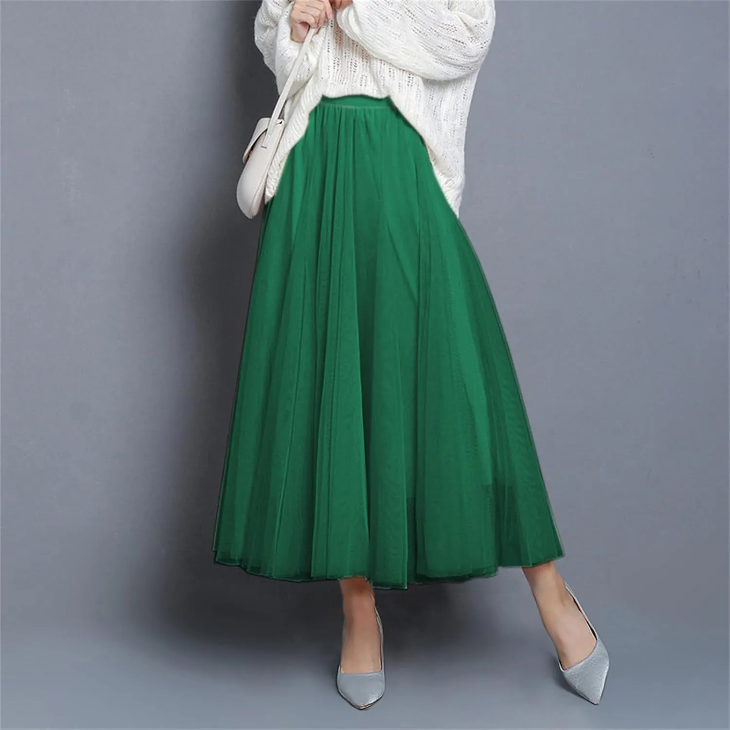 SANGTREE Women's Tutu Tulle A-Line Layered Mesh Midi Skirt, US XS - US 2XL