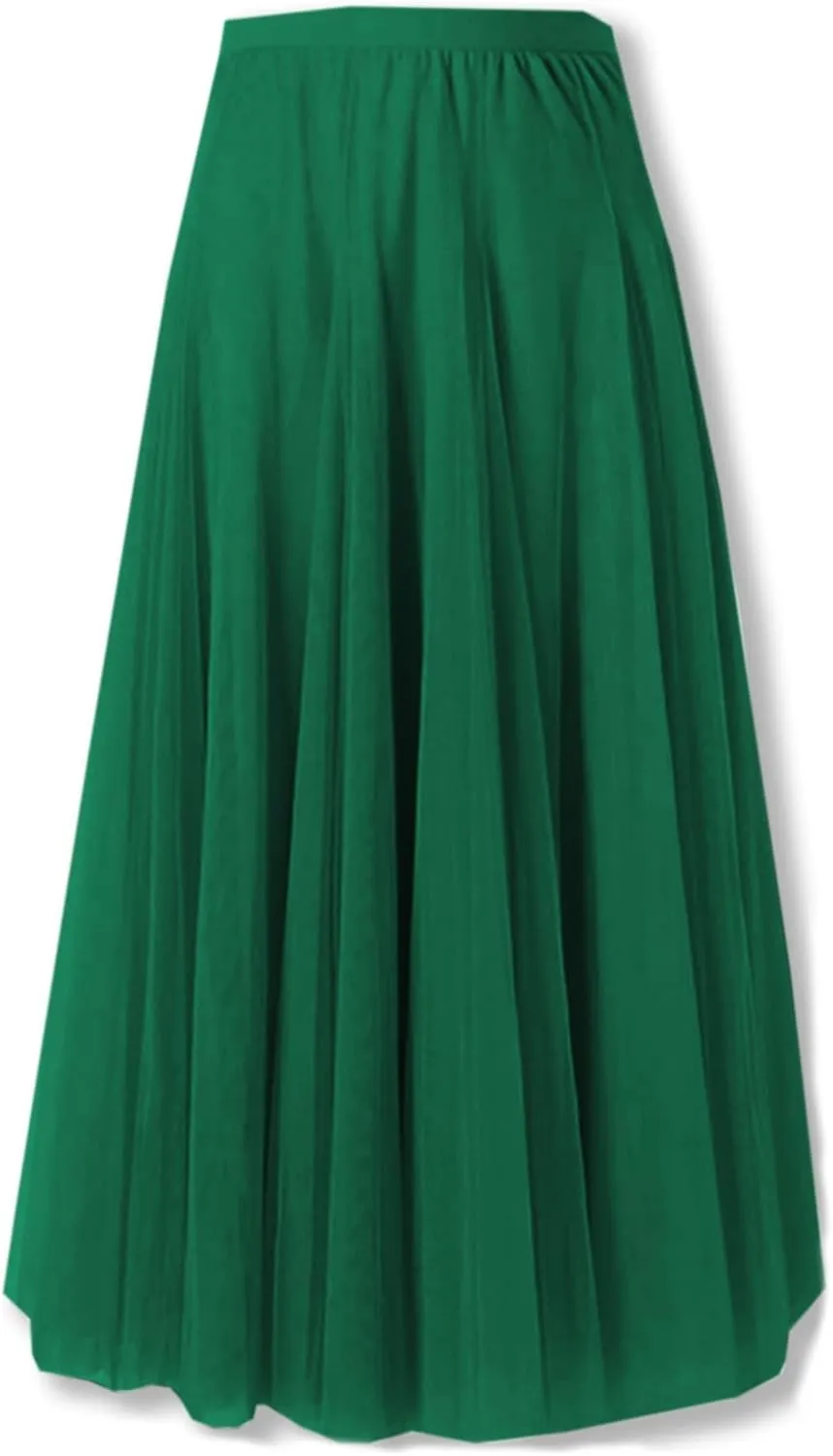 SANGTREE Women's Tutu Tulle A-Line Layered Mesh Midi Skirt, US XS - US 2XL