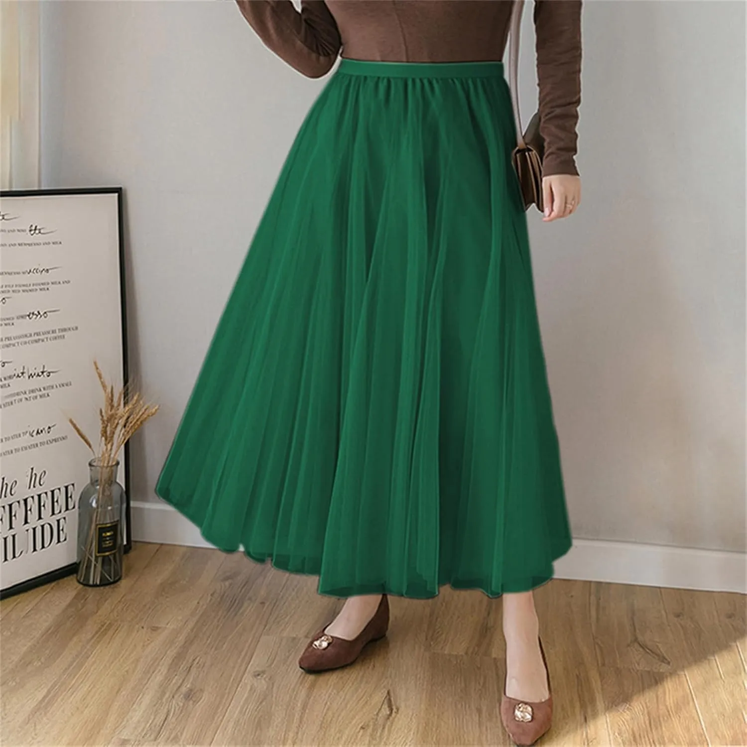 SANGTREE Women's Tutu Tulle A-Line Layered Mesh Midi Skirt, US XS - US 2XL