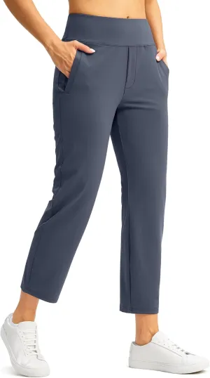 SANTINY Women's Pants with 3 Pockets 7/8 High Waisted Stretch Ankle Pants for Women Golf Casual Travel Athletic Work