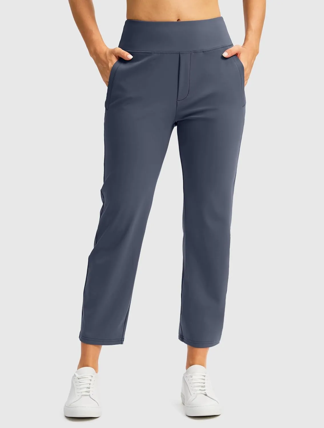 SANTINY Women's Pants with 3 Pockets 7/8 High Waisted Stretch Ankle Pants for Women Golf Casual Travel Athletic Work