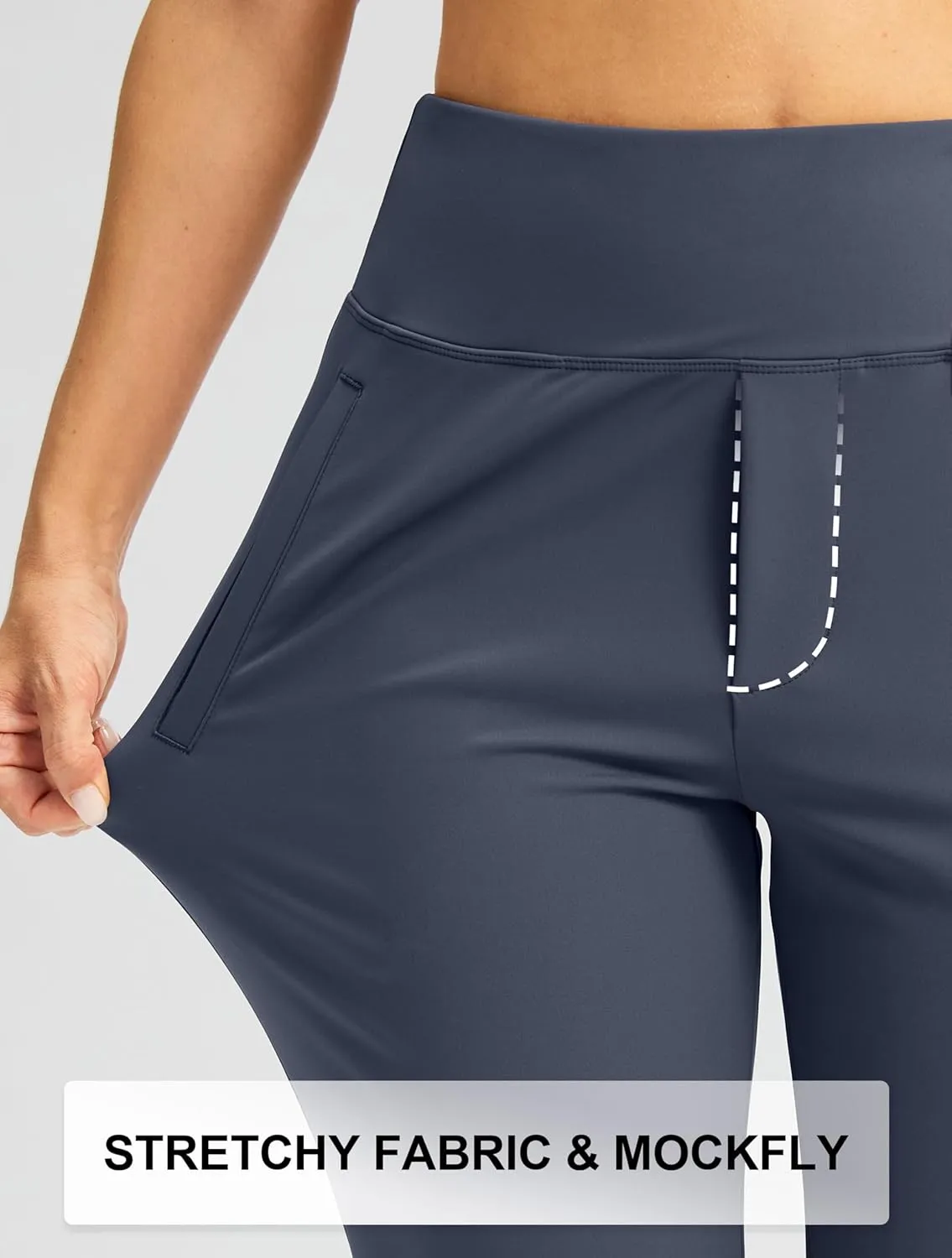 SANTINY Women's Pants with 3 Pockets 7/8 High Waisted Stretch Ankle Pants for Women Golf Casual Travel Athletic Work
