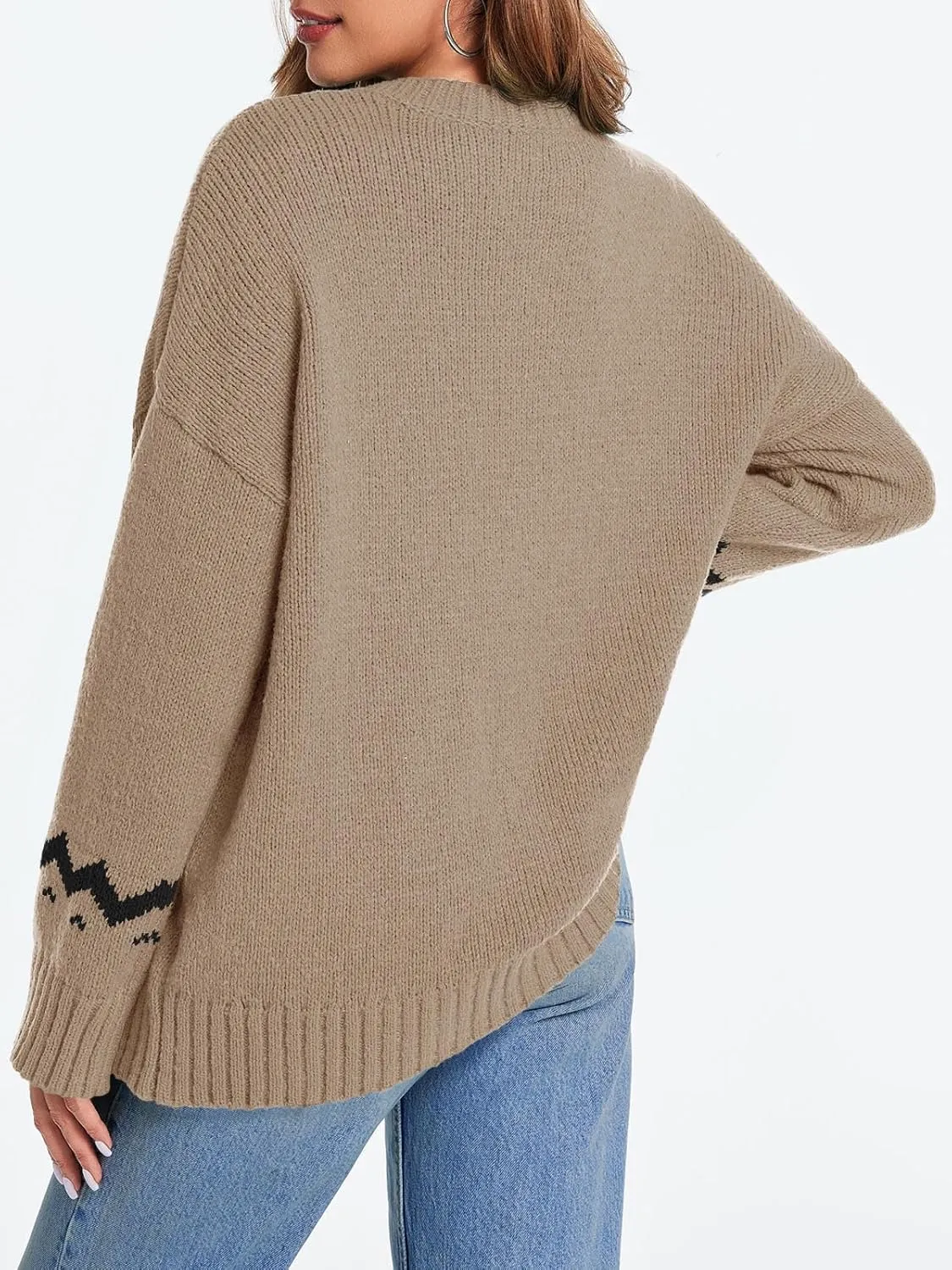 Saodimallsu Womens Oversized Christmas Sweaters Crewneck Chunky Reindeer Knit Long Sleeve Santa Xmas Pullover Sweater
