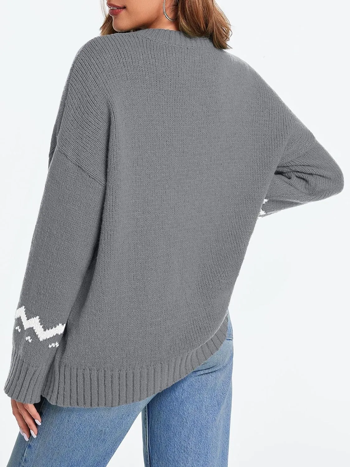 Saodimallsu Womens Oversized Christmas Sweaters Crewneck Chunky Reindeer Knit Long Sleeve Santa Xmas Pullover Sweater