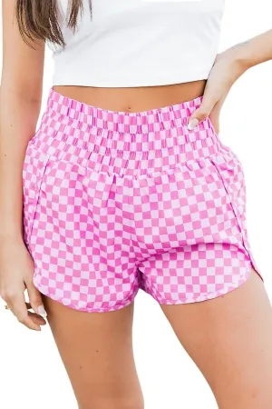 SELINK Shorts for Women Casual Pink Leopard High Waisted Athletic Shorts Shirred High Waist Daily