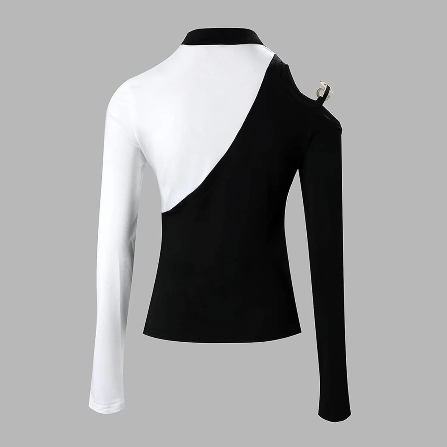 Sexy Tops for Women Long Sleeve Crop Top Turtleneck Shirt Cut Out Slim Fit Basic Tops Lace Sleeves with Thumb Hole
