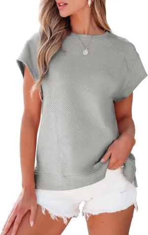 SHEWIN Oversized T Shirts for Women Crewneck Short Sleeve Casual Summer Tops Tees