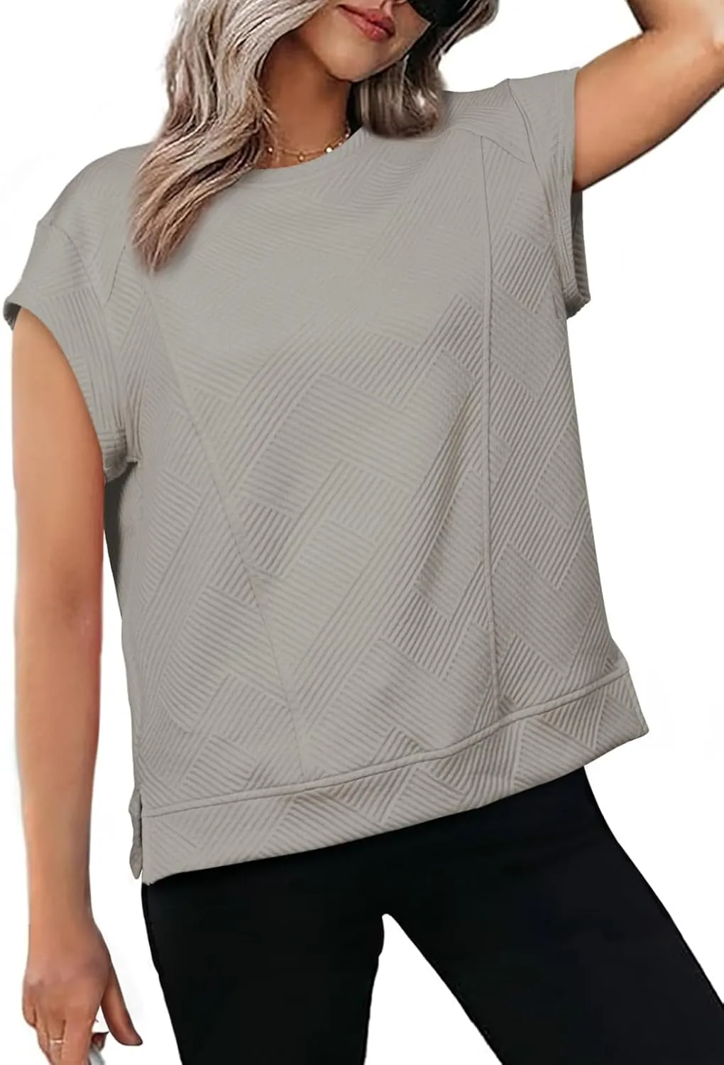 SHEWIN Oversized T Shirts for Women Crewneck Short Sleeve Casual Summer Tops Tees