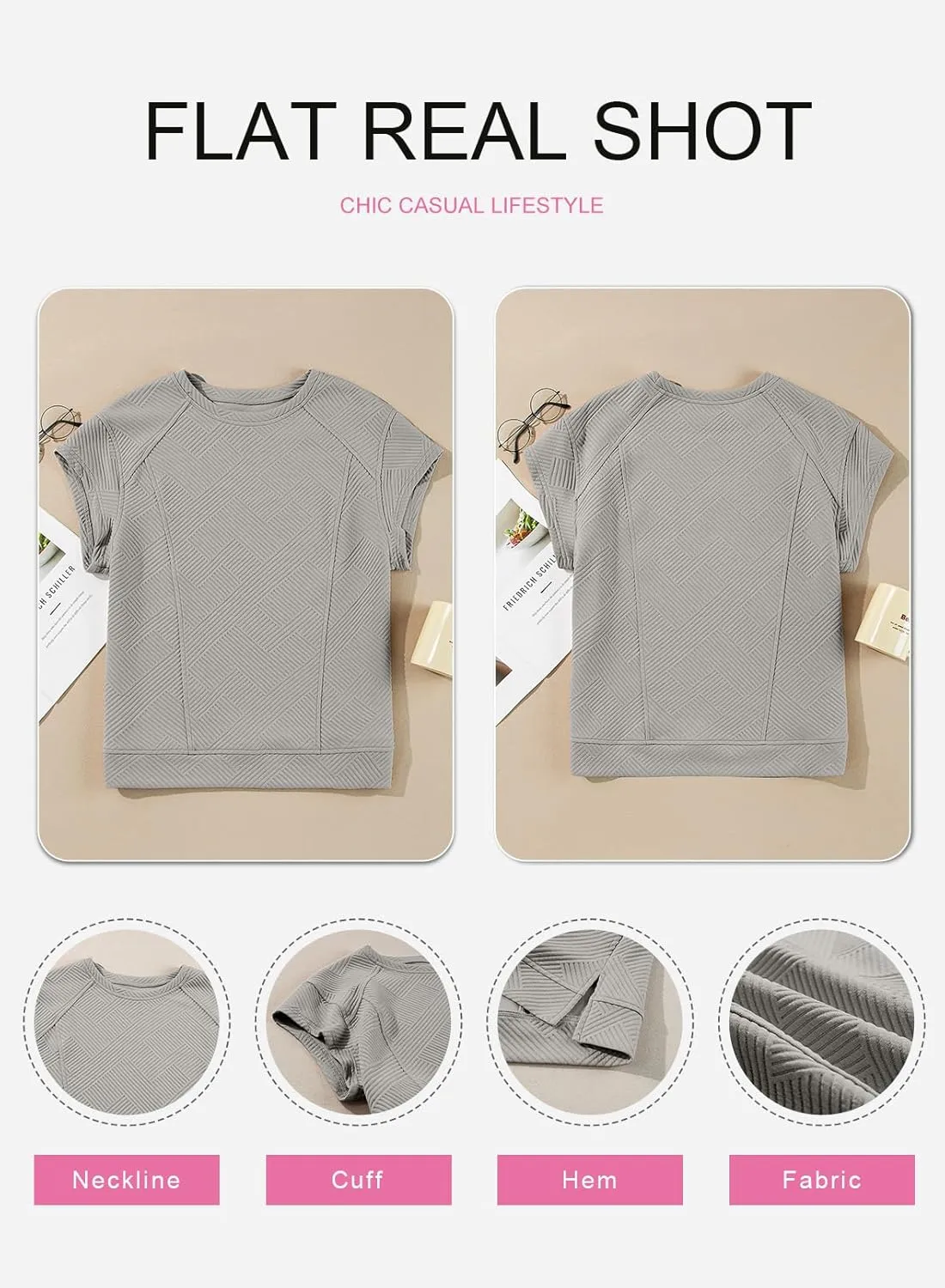 SHEWIN Oversized T Shirts for Women Crewneck Short Sleeve Casual Summer Tops Tees